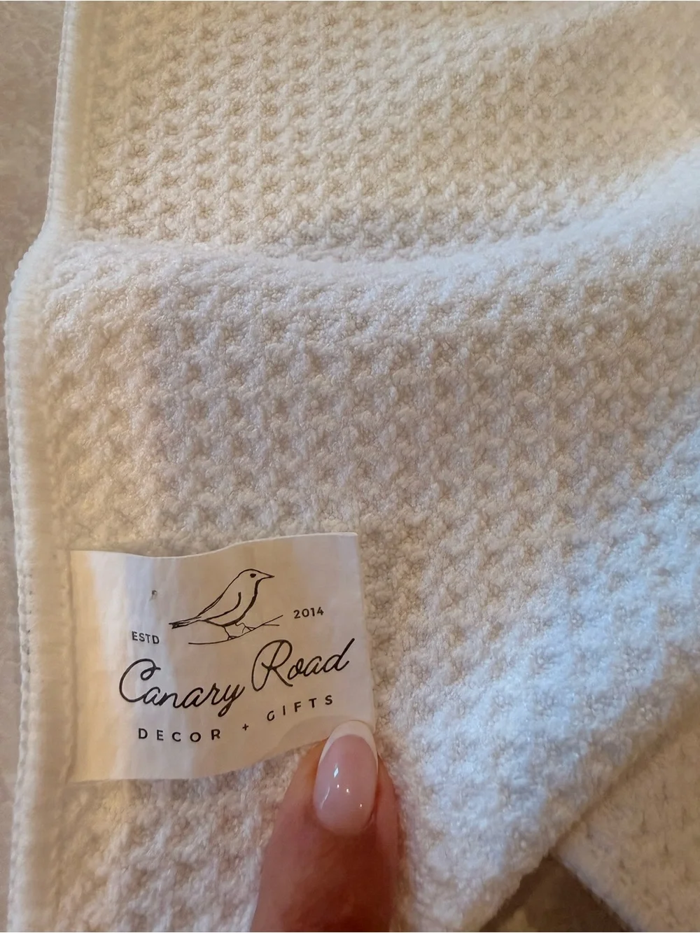 Vintage Style waffle weave Friends Kitchen Towel - White